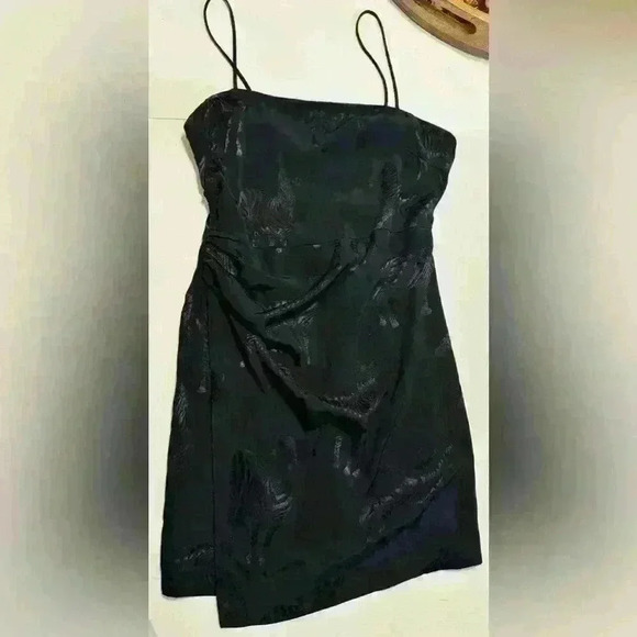 ZARA Women’s Large Zebra BLACK STRAPPY MINI DRESS RUCHED SIDE IRRIDESCENT ZEBRAS - Picture 5 of 12